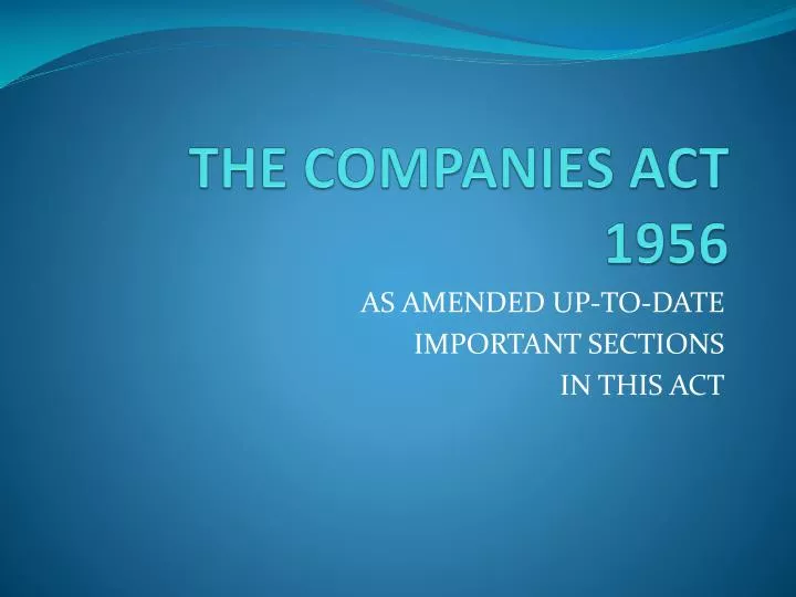 the companies act 1956