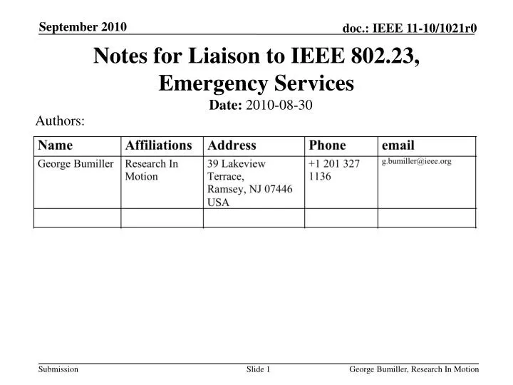 notes for liaison to ieee 802 23 emergency services