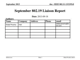 September 802.19 Liaison Report