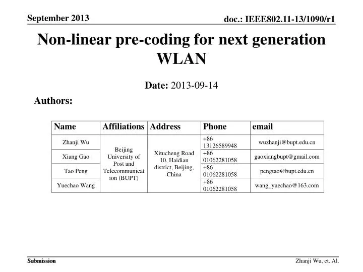non linear pre coding for next generation wlan