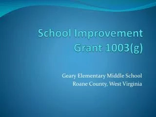 School Improvement Grant 1003(g)