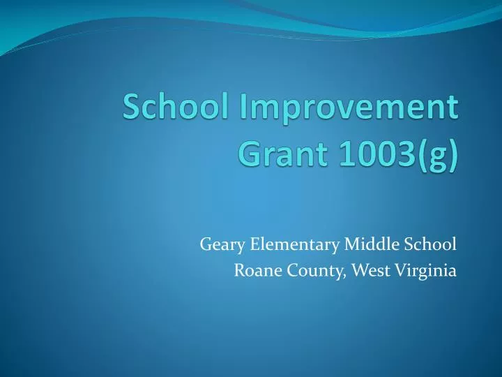 school improvement grant 1003 g