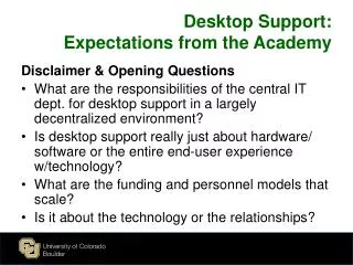 Desktop Support : Expectations from the Academy