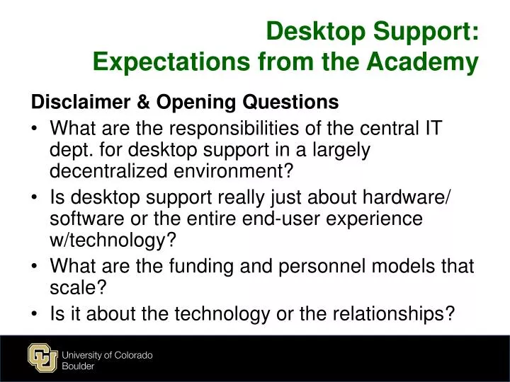 desktop support expectations from the academy