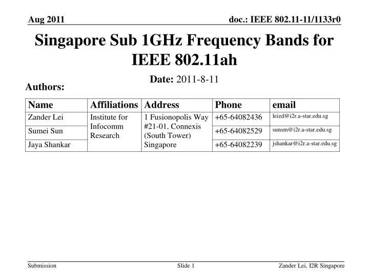 singapore sub 1ghz frequency bands for ieee 802 11ah