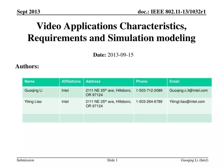 video applications characteristics requirements and simulation modeling
