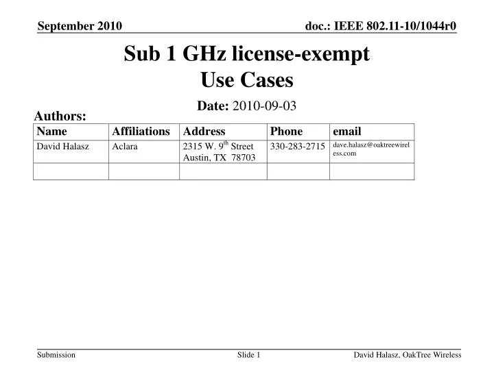 sub 1 ghz license exempt use cases