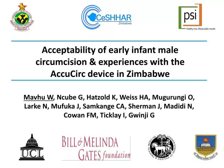acceptability of early infant male circumcision e xperiences with the accucirc device in zimbabwe