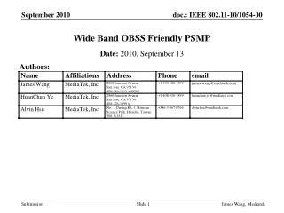 Wide Band OBSS Friendly PSMP