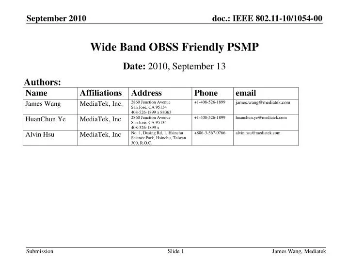 wide band obss friendly psmp