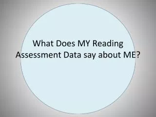 What Does MY Reading Assessment Data say about ME?
