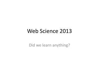 Web Science 2013