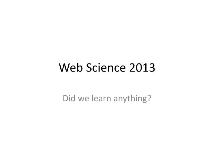 web science 2013