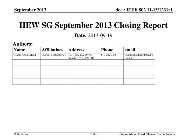hew sg september 2013 closing report