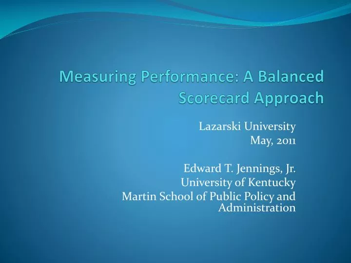measuring performance a balanced scorecard approach