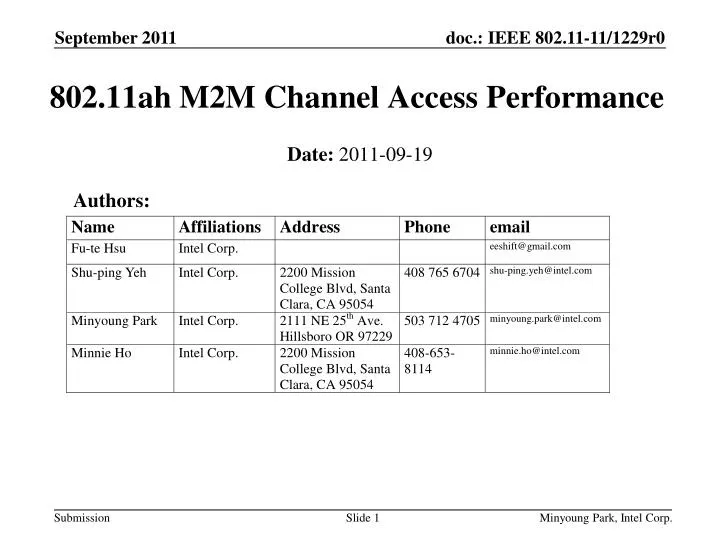 802 11ah m2m channel access performance