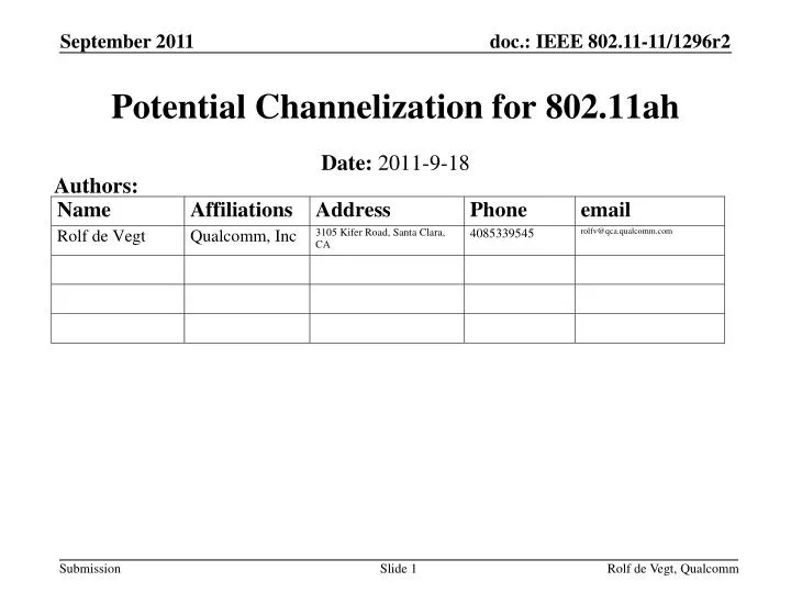 potential channelization for 802 11ah