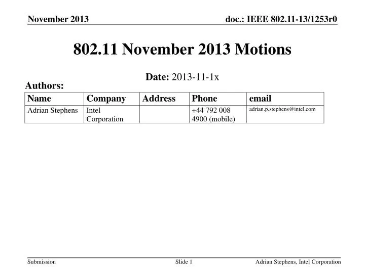 802 11 november 2013 motions