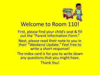 Welcome to Room 110!