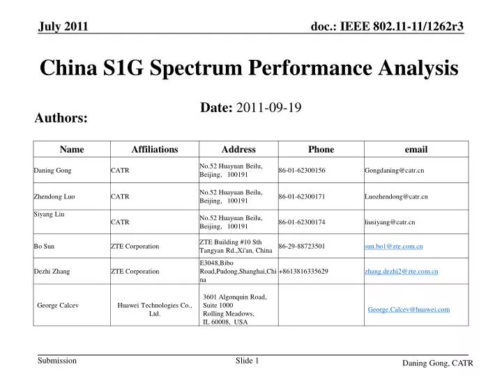 china s1g spectrum performance analysis