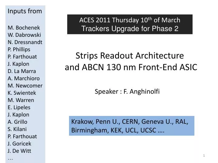 strips readout architecture and abcn 130 nm front end asic