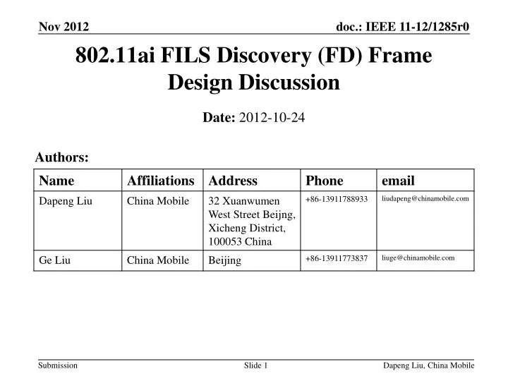 802 11ai fils discovery fd frame design discussion
