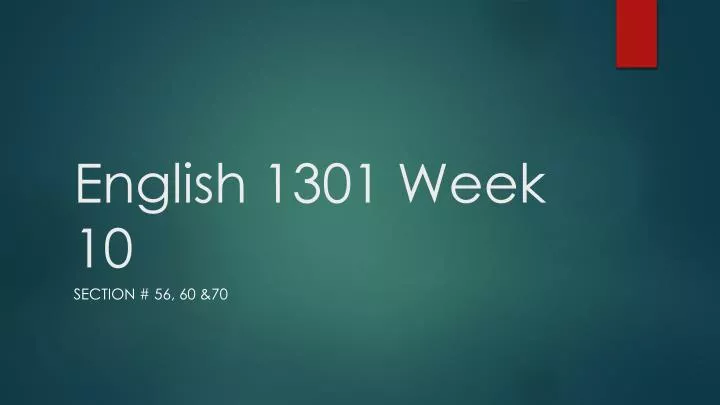 english 1301 week 10