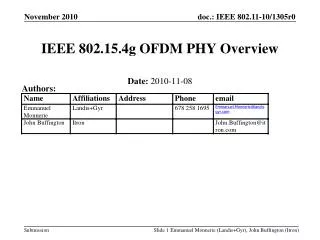 IEEE 802.15.4g OFDM PHY Overview
