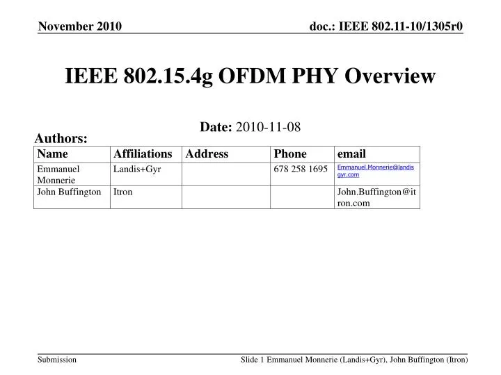 ieee 802 15 4g ofdm phy overview