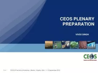 CEOS PLENARY PREPARATION