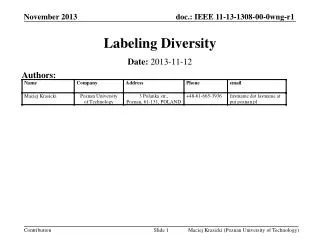 Labeling Diversity