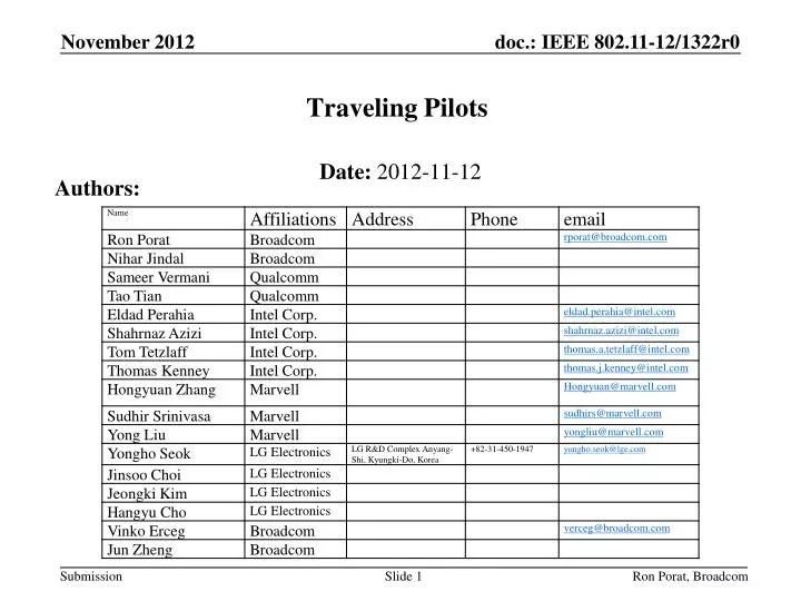 traveling pilots