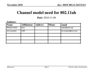 Channel model need for 802.11ah
