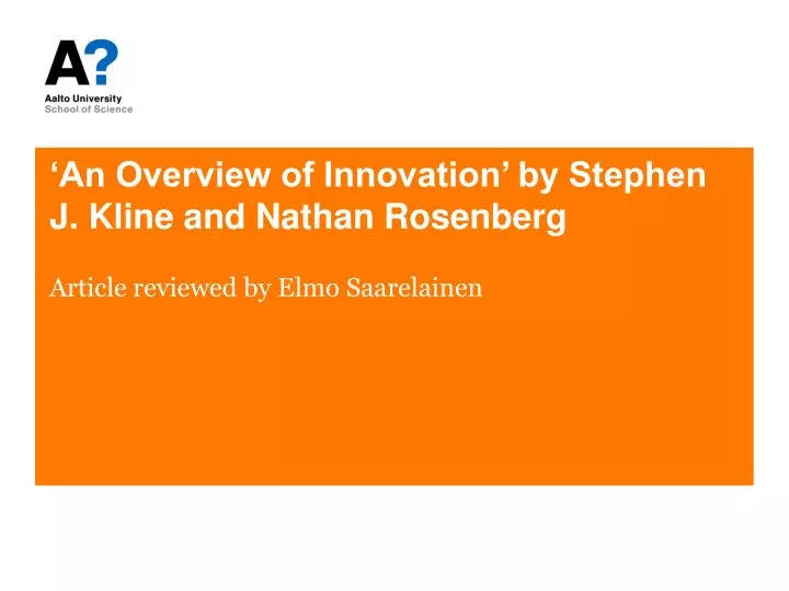 an overview of innovation by stephen j kline and nathan rosenberg