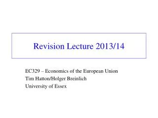 Revision Lecture 2013/14