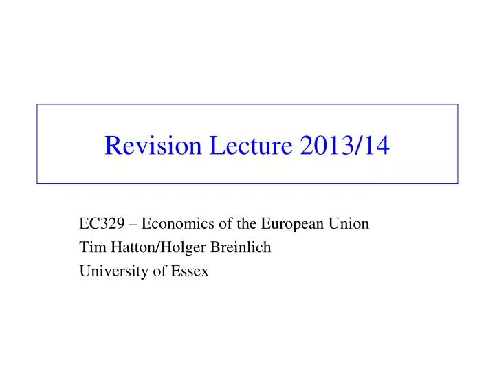 revision lecture 2013 14