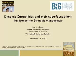 Dynamic Capabilities and their Microfoundations : Implications for Strategic Management