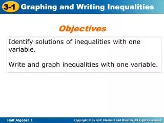 Identify solutions of inequalities with one variable.