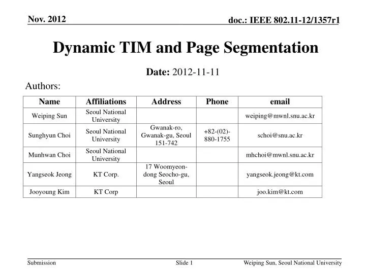 dynamic tim and page segmentation