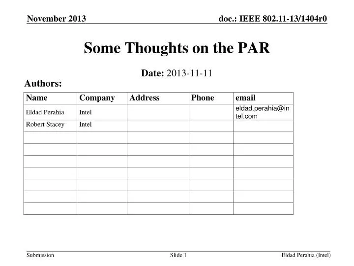 some thoughts on the par