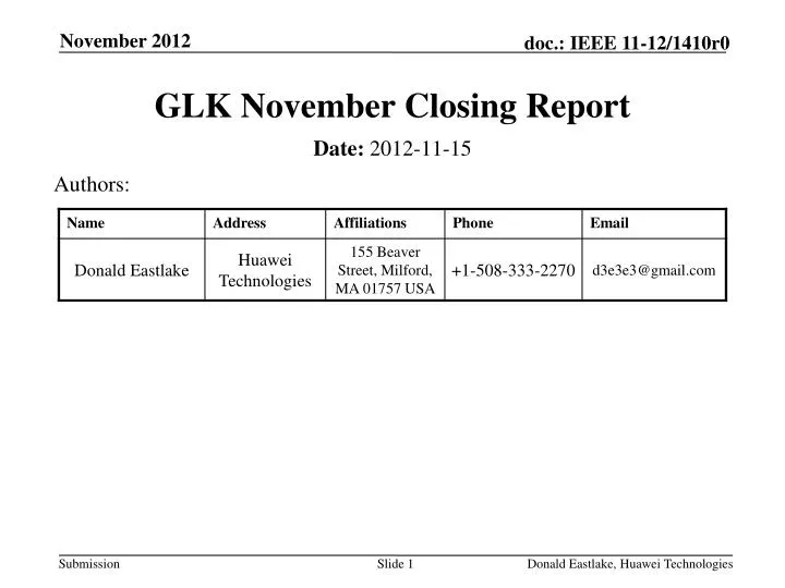 glk november closing report