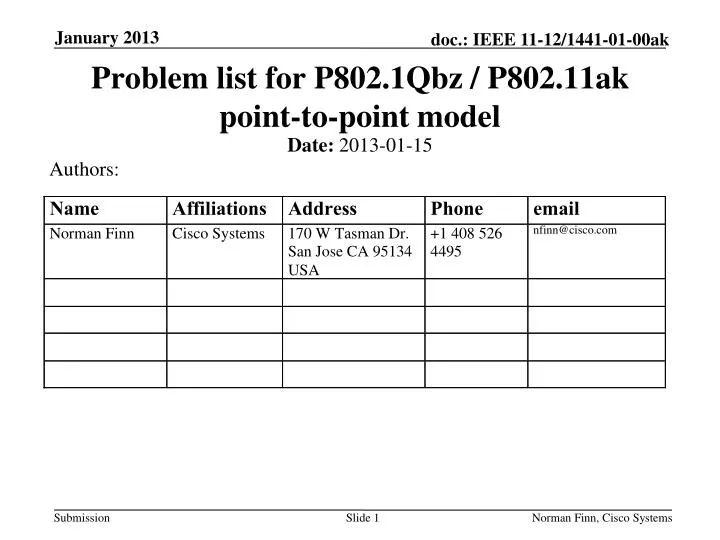 problem list for p802 1qbz p802 11ak point to point model