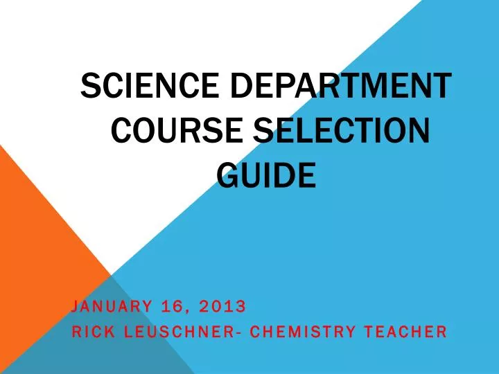 science department course selection guide