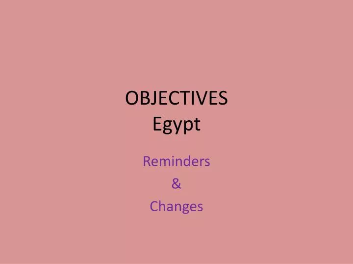 objectives egypt