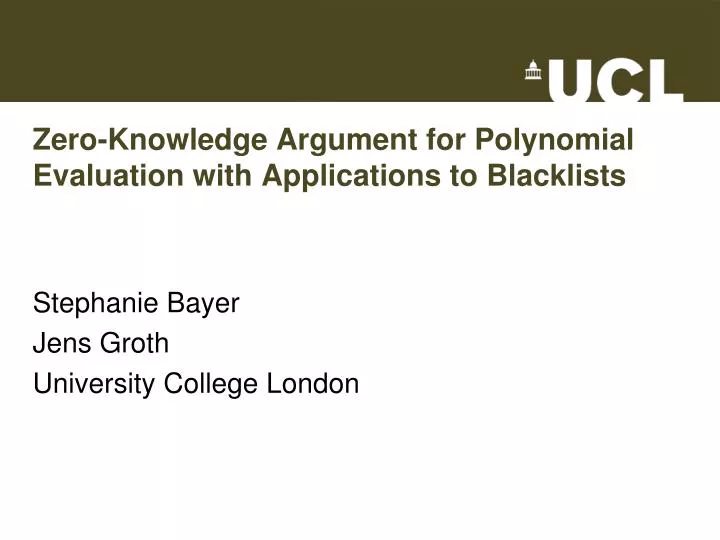 zero knowledge argument for polynomial evaluation with applications to blacklists