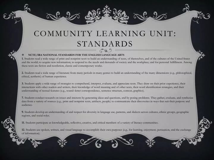 community learning unit standards