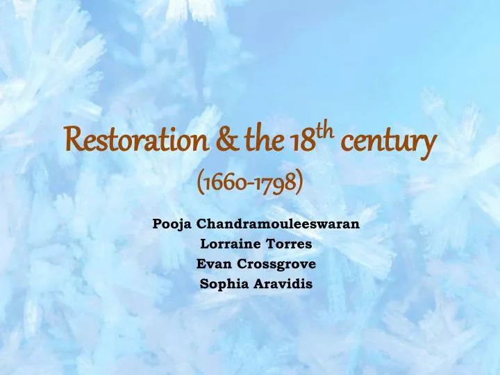 restoration the 18 th century 1660 1798