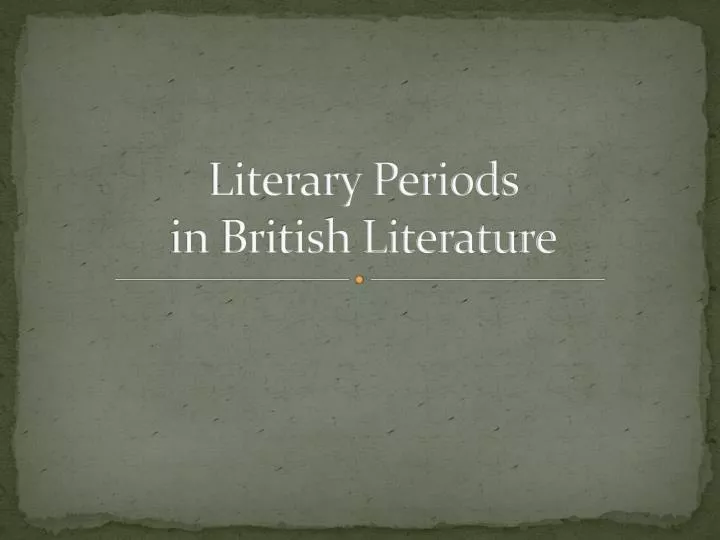 literary periods in british literature