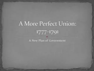 A More Perfect Union: 1777-1791
