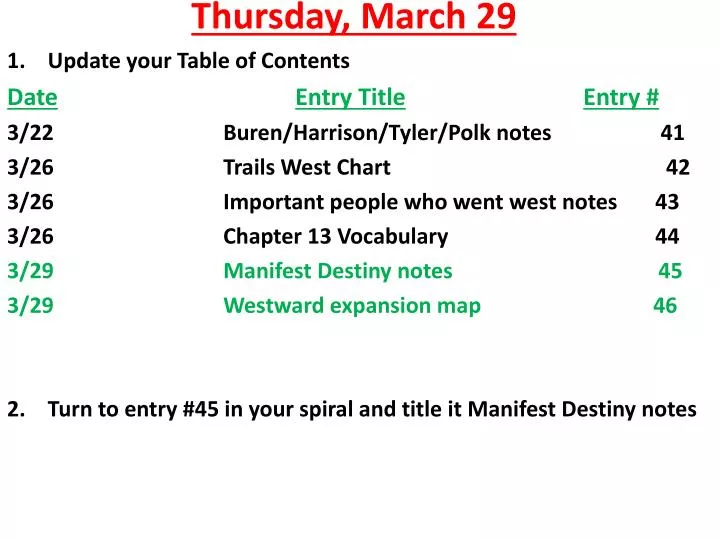 thursday march 29